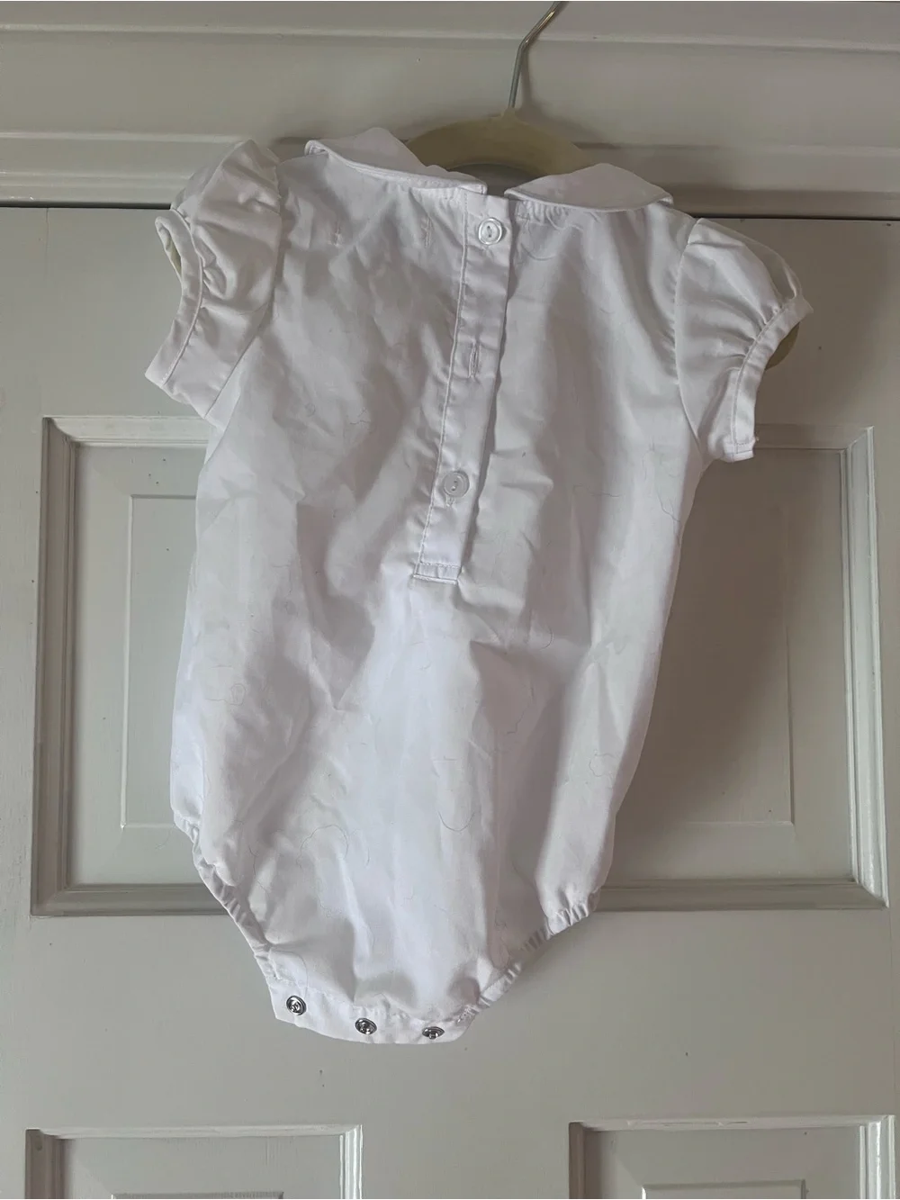 “Camille” Cygnet Living White Baby Girls' One-Piece Romper with Peter Pan Collar